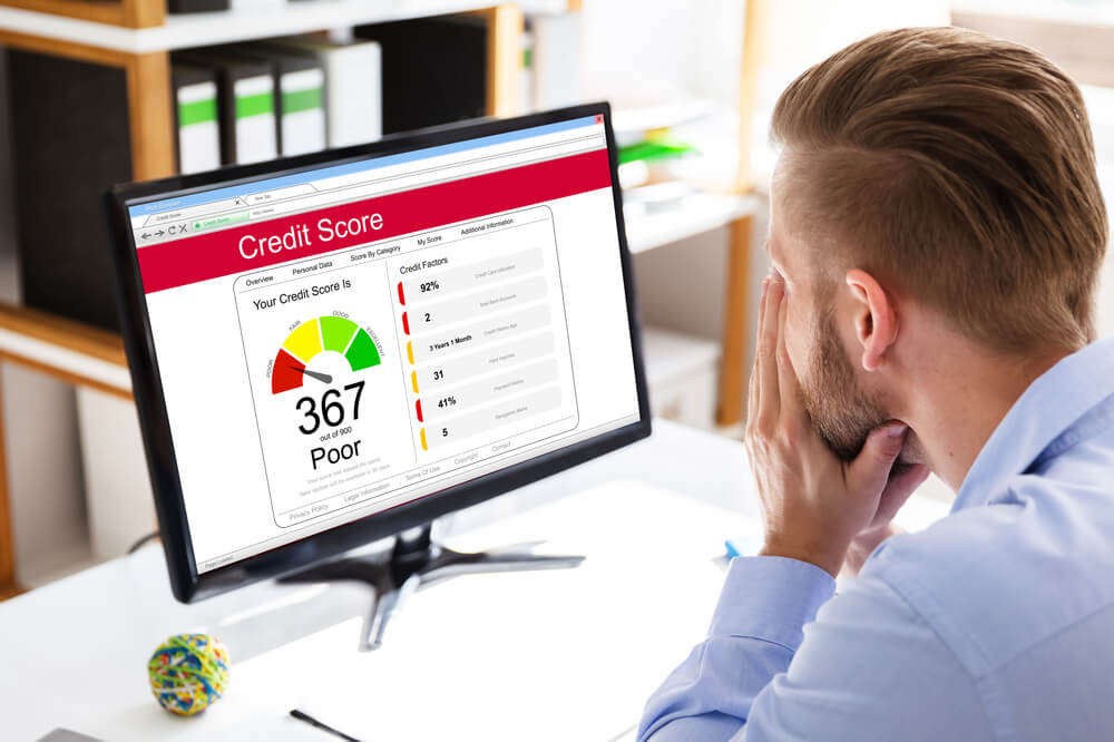 Poor Online Credit Score Rating on Computer